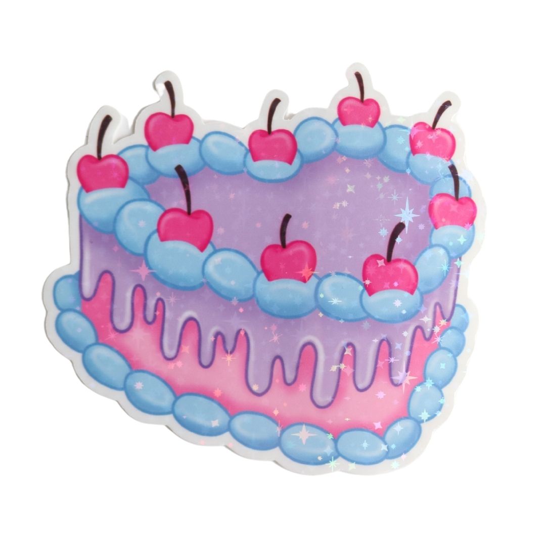 Cherry on Top Cake Holographic Sticker