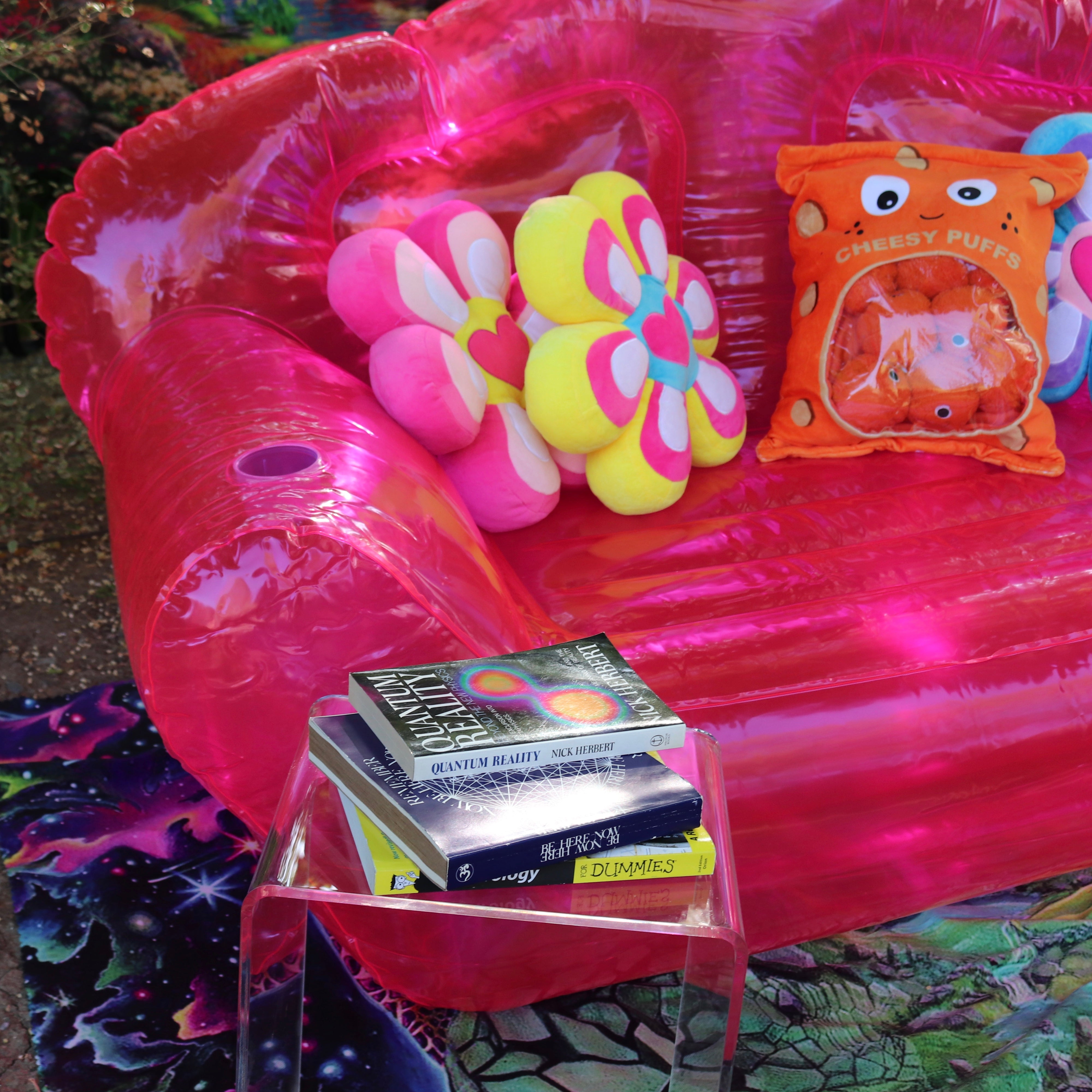 90s Style Hot Pink Inflatable Loveseat