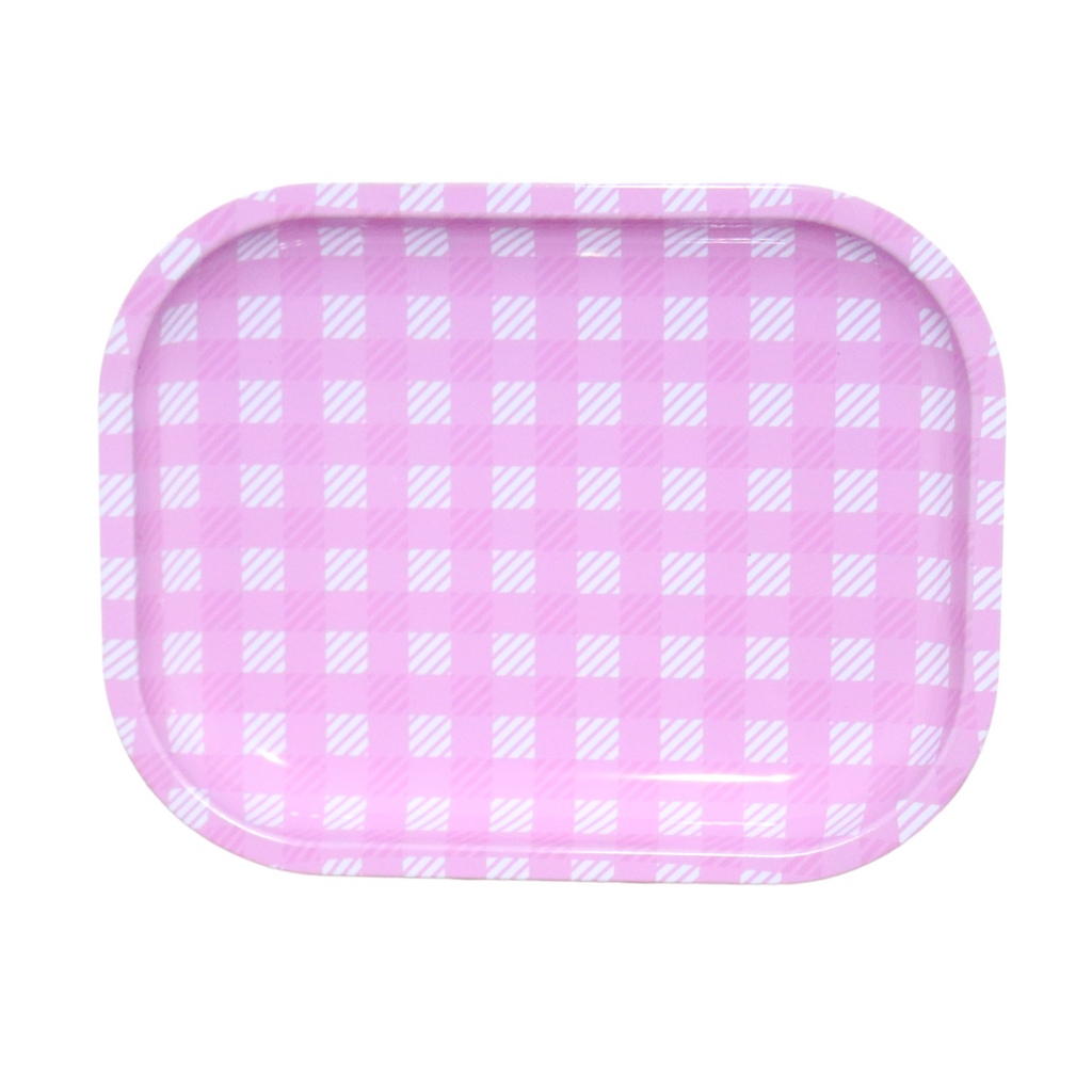 Pink Gingham Rolling Tray