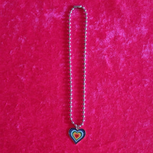 Rainbow Heart Ball Chain Necklace
