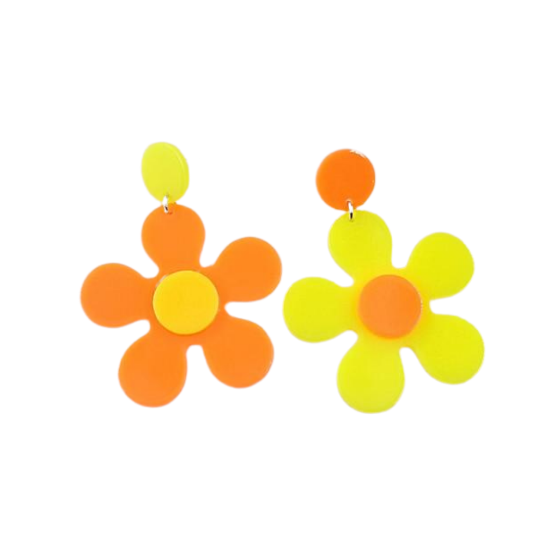 Daytime Disco Flower Earrings - Citrus