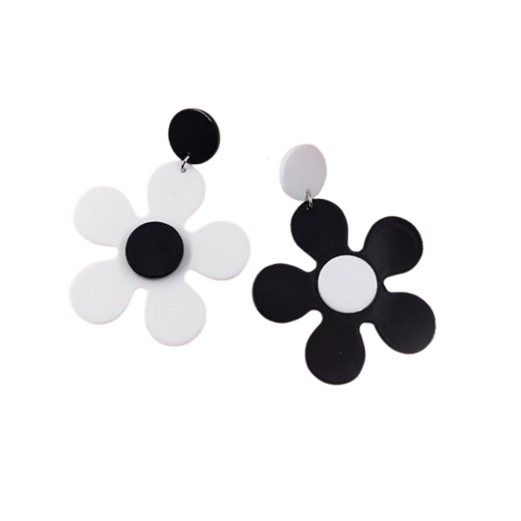 Daytime Disco Flower Earrings - Monochrome