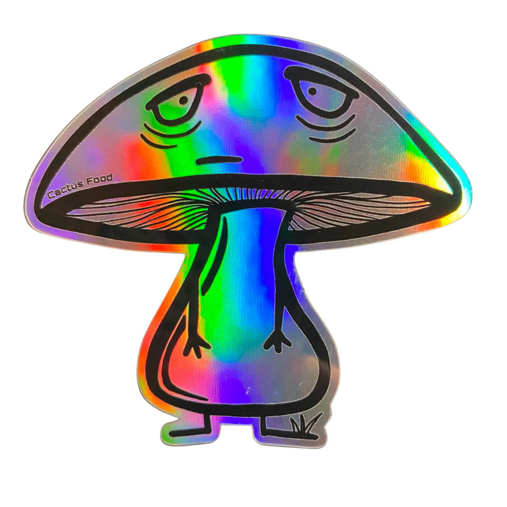 Sad Shroom Holographic Sticker