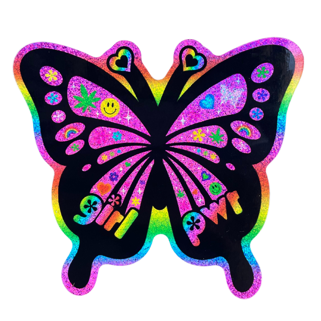 Forstå udledning gennemskueligt Girl Pwr Butterfly Glitter Sticker – Trippy Daze Shop